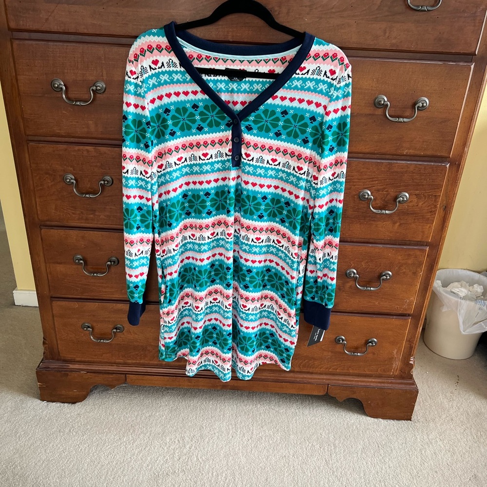 Kate Spade NWT Colorful Patterned Long Sleeve Nightgown